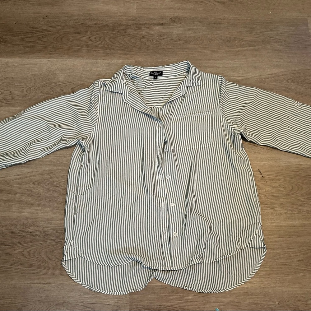 Velvet Heart Green and White Striped Top
